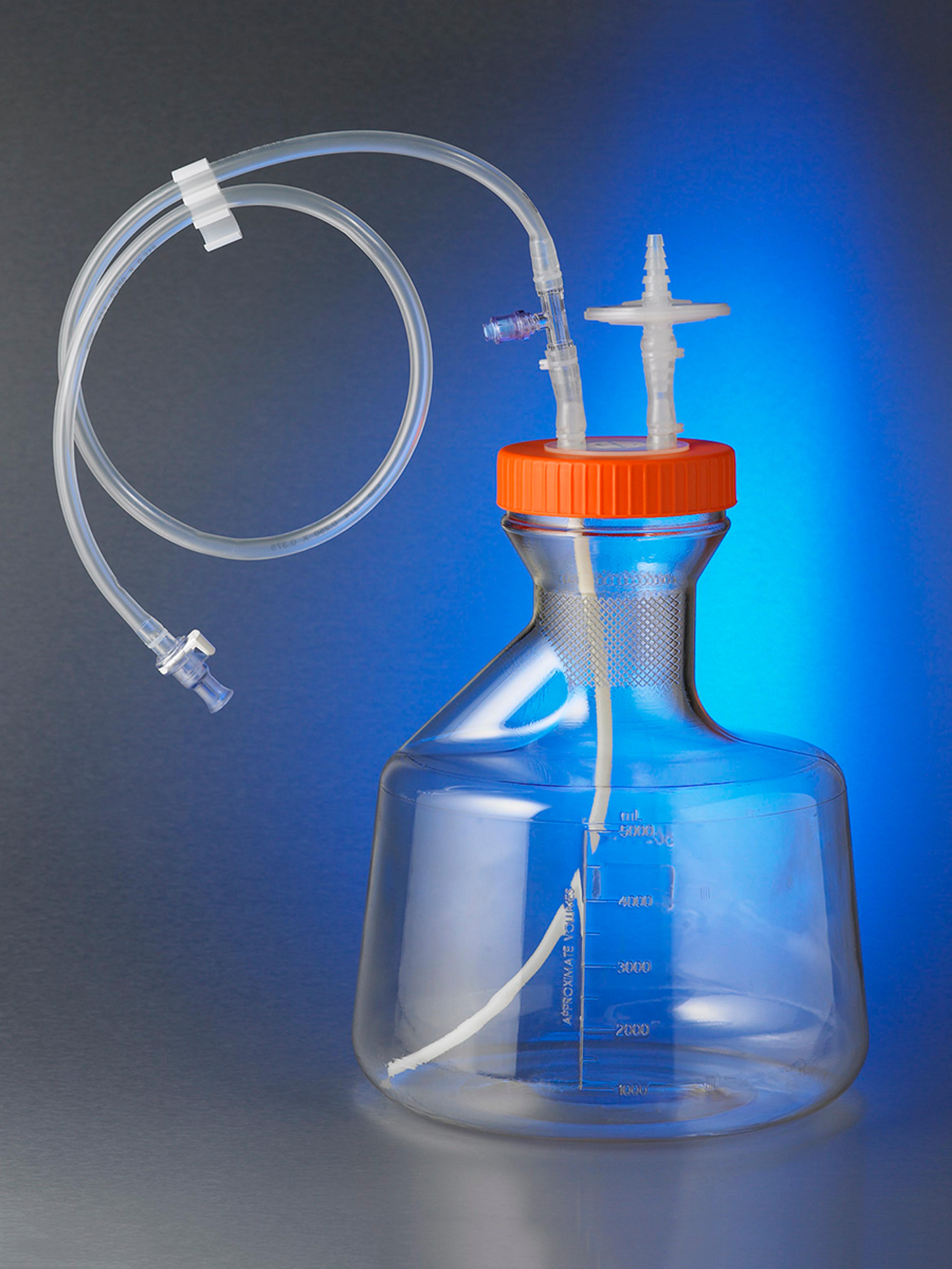 5L Plain Bottom Erlenmeyer Flask with Disposable 100 mm Aseptic Transfer Cap, 0.2 µm Vent, Male MPC, Sterile - Corning Life Sciences - Drug discovery > Target Discovery