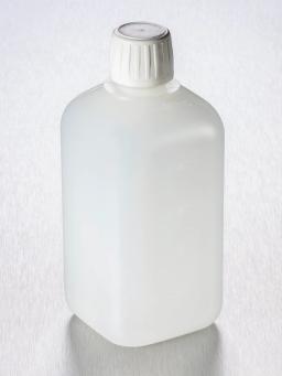 Corning® Gosselin™ Square HDPE Bottle, 500 mL, Graduated, 22 mm White Tamper-evident Cap with Shaped Seal, Assembled, 100/Case - Corning Life Sciences