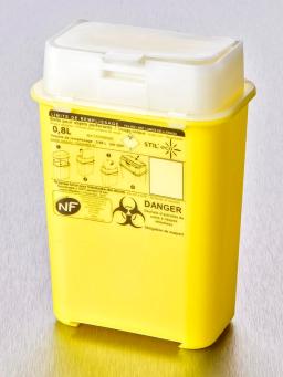 Corning® Gosselin™ Waste and Sharp Container, 800 mL, Yellow PP, White Hinged Cap, 65/Case - Corning Life Sciences