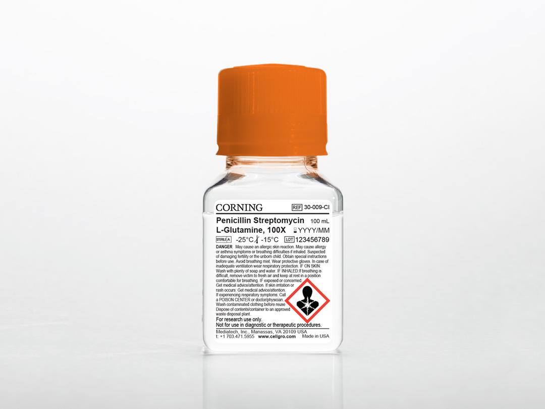 Corning® 100 mL Penicillin-Streptomycin-L-Glutamine, 100x [+] 29.2 mg/ mL L-glutamine - Corning Life Sciences
