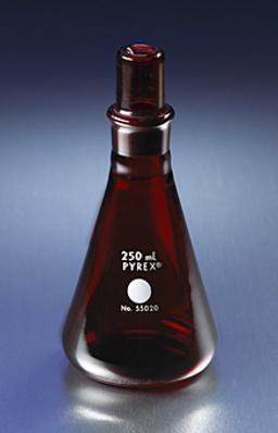 PYREX® 250 mL Low Actinic Narrow Mouth Erlenmeyer Flask with PYREX® Standard Taper Stopper - Corning Life Sciences - General Lab