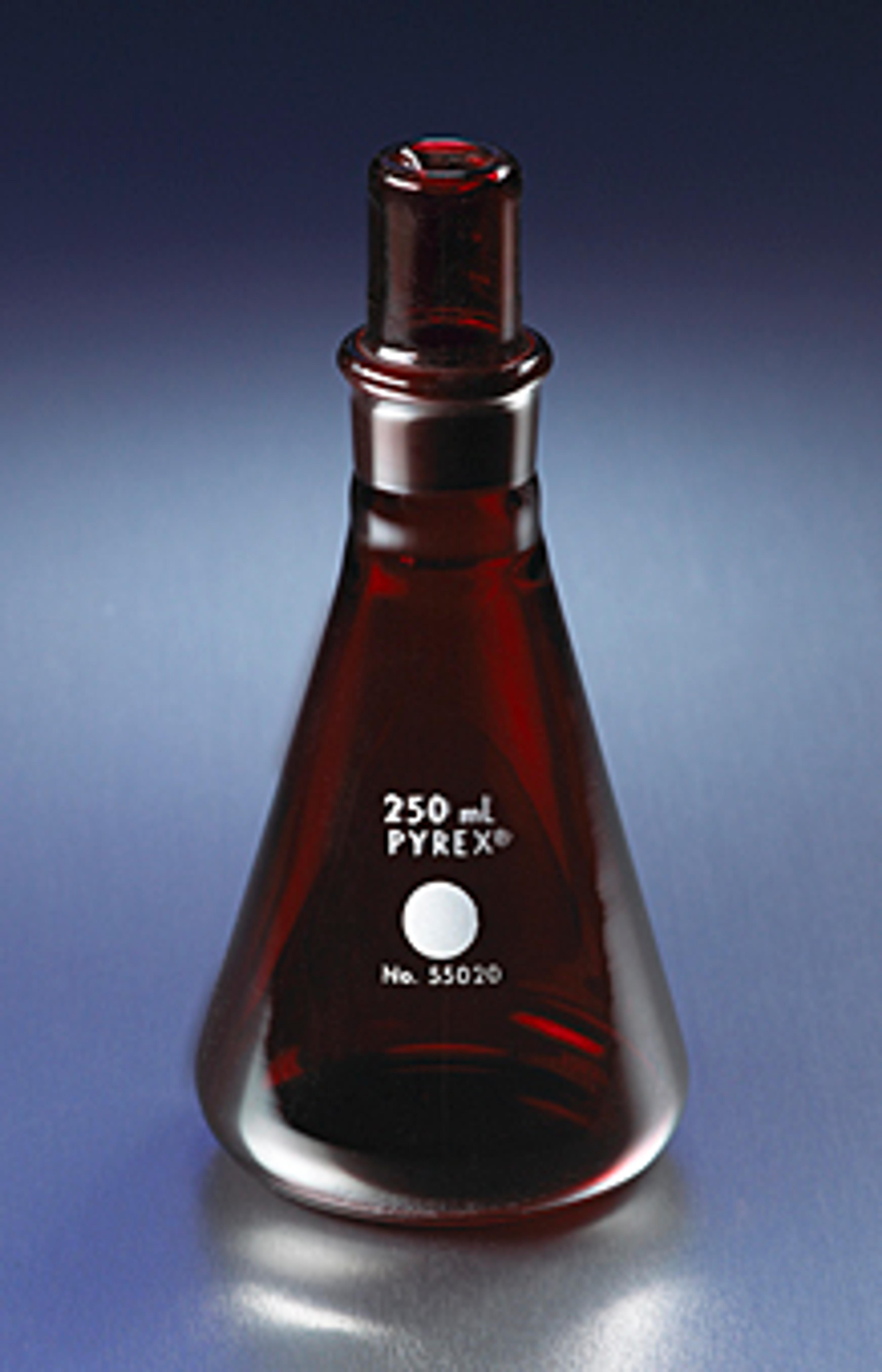 PYREX® 250 mL Low Actinic Narrow Mouth Erlenmeyer Flask with PYREX® Standard Taper Stopper - Corning Life Sciences - General Lab