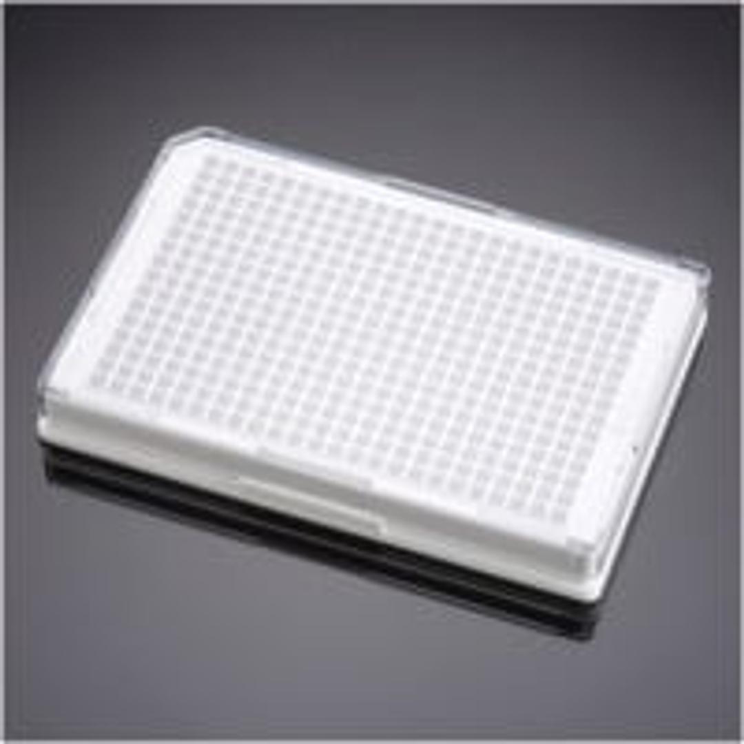 Falcon® 384-well Optilux White/Clear Flat Bottom TC-treated Microtest Microplate, with Lid, Sterile, 5/Pack, 50/Case - Corning Life Sciences - Life Sciences