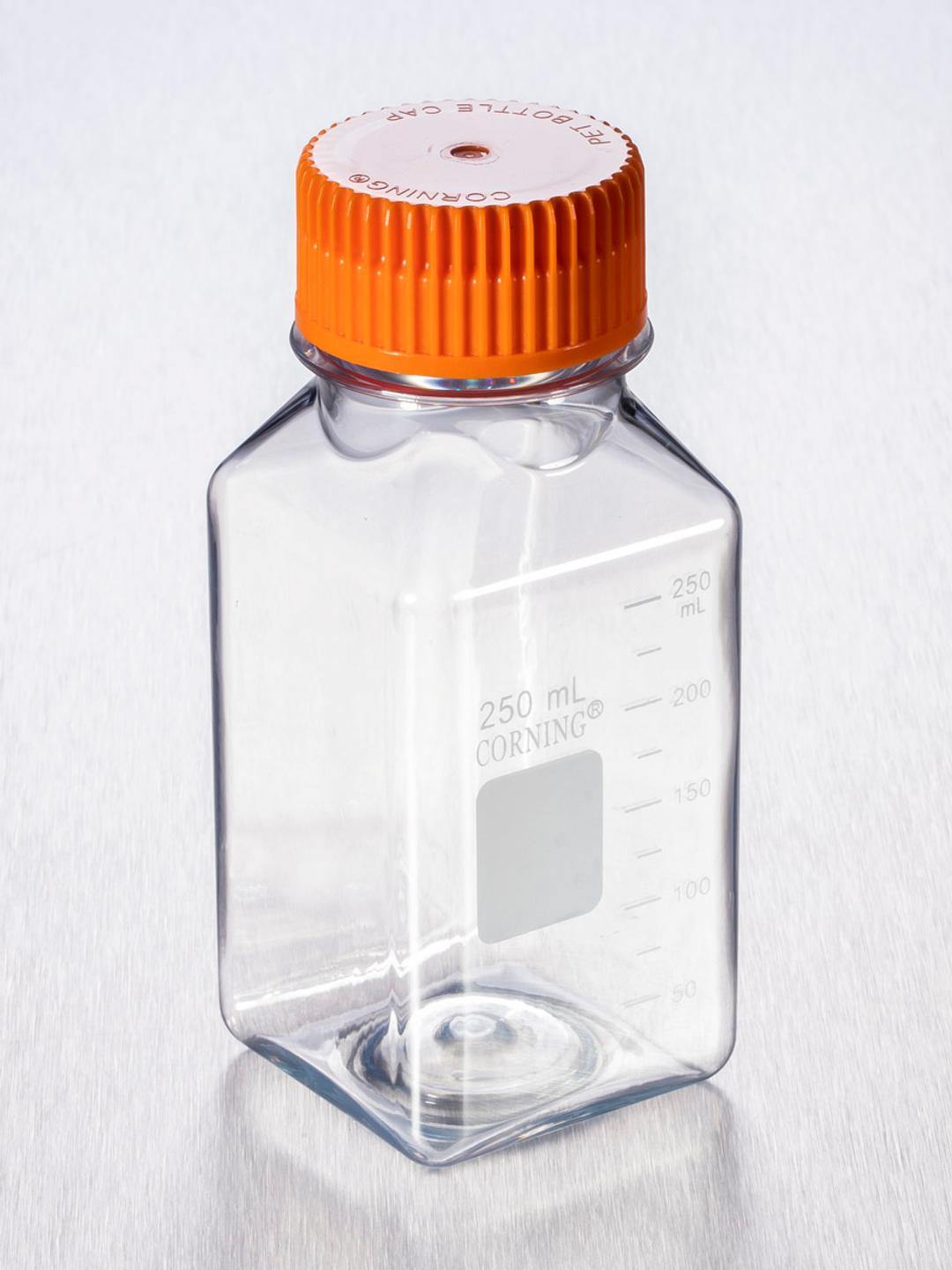 Corning® 250 mL Square PET Storage Bottles with 45 mm Caps - Corning Life Sciences - General Lab