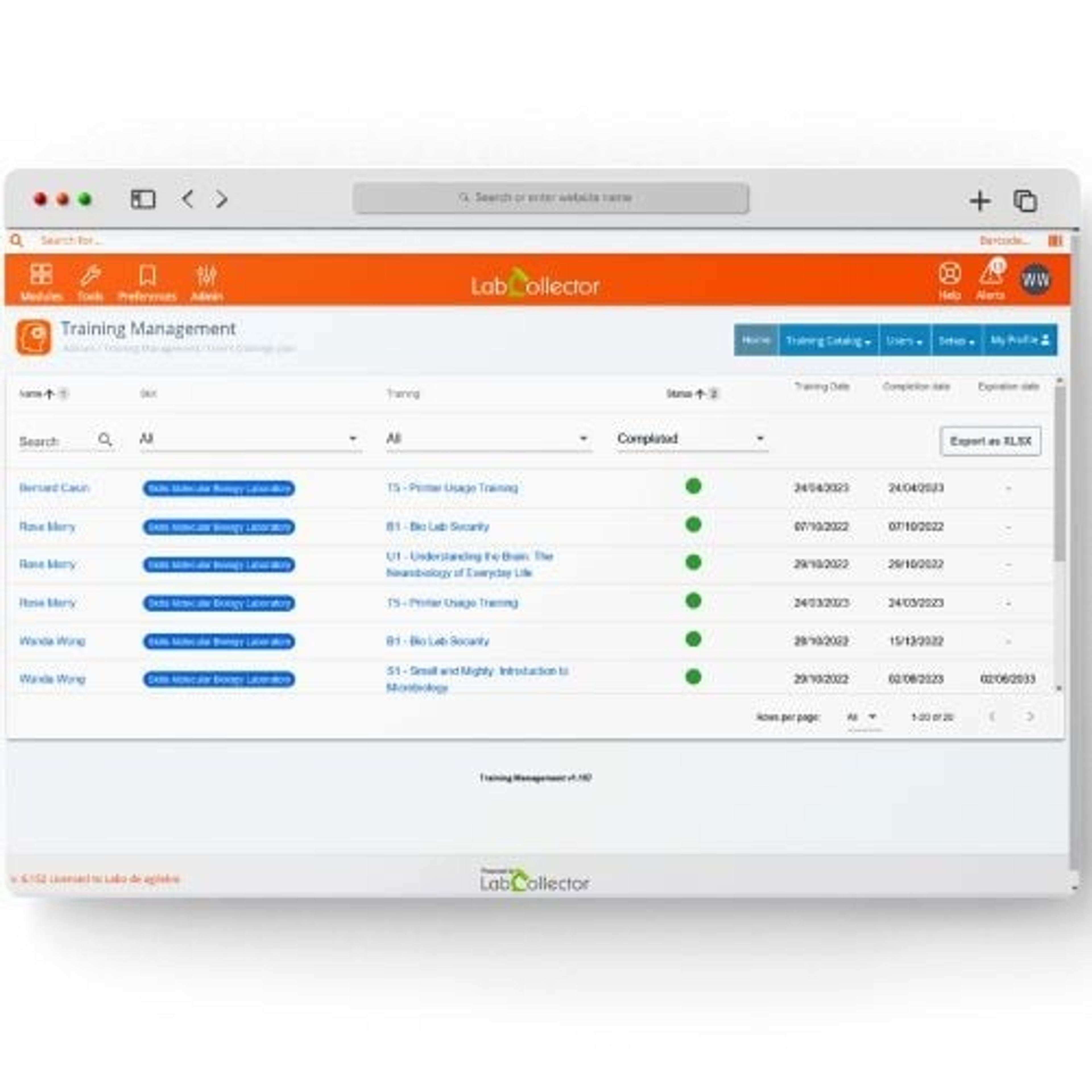 LabCollector Training Manager - AgileBio - Lab Automation
