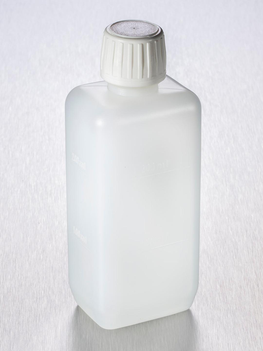 Corning® Gosselin™ Rectangular HDPE Bottle, 250 mL, Graduated, 20 mm White Tamper-evident Cap with Seal, Non-assembled, 312/Case - Corning Life Sciences