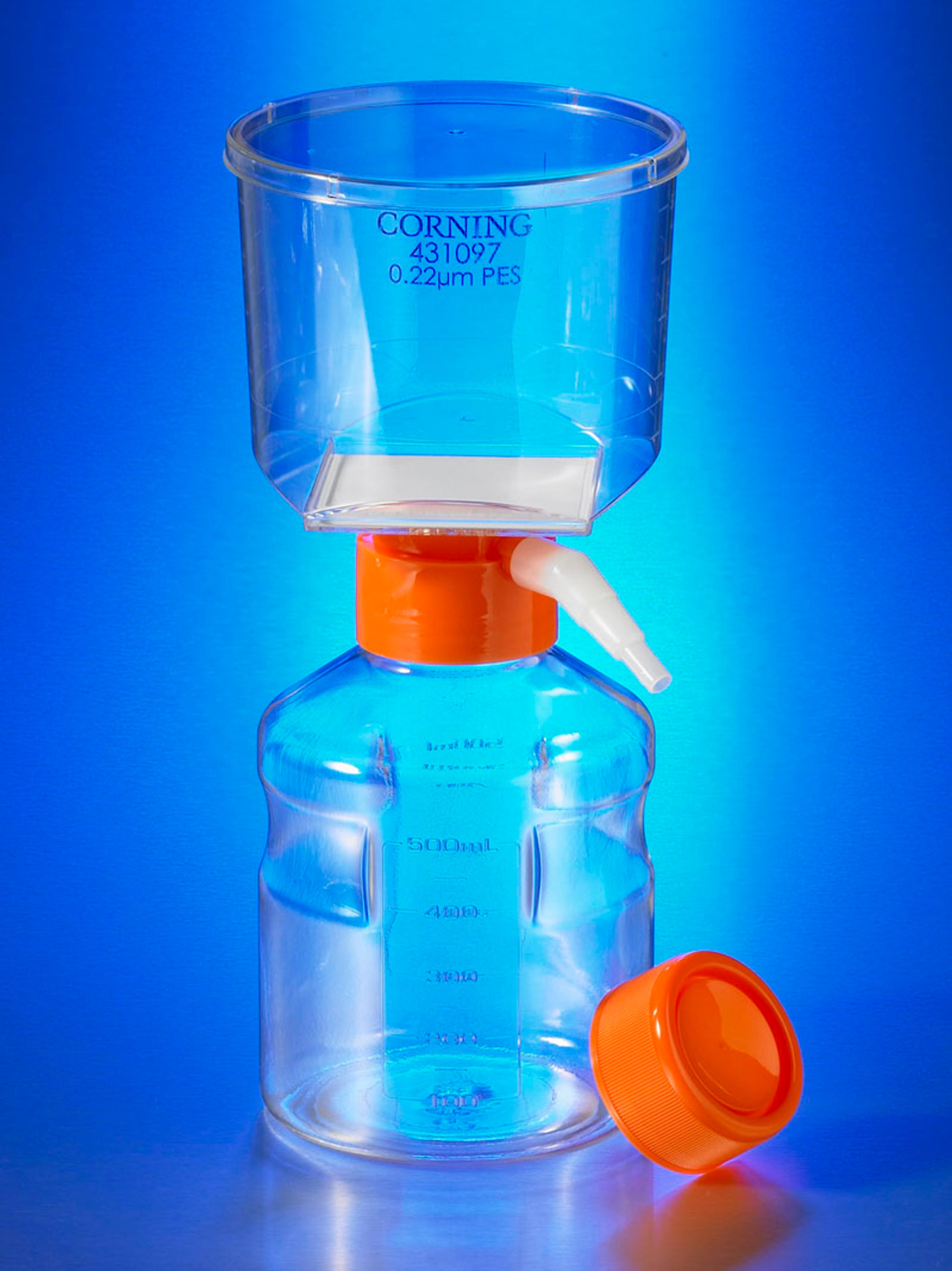 Corning® 250 mL Vacuum Filter/Storage Bottle System, 0.45 µm Pore 19.6cm² CA Membrane, Sterile, 12/Case - Corning Life Sciences
