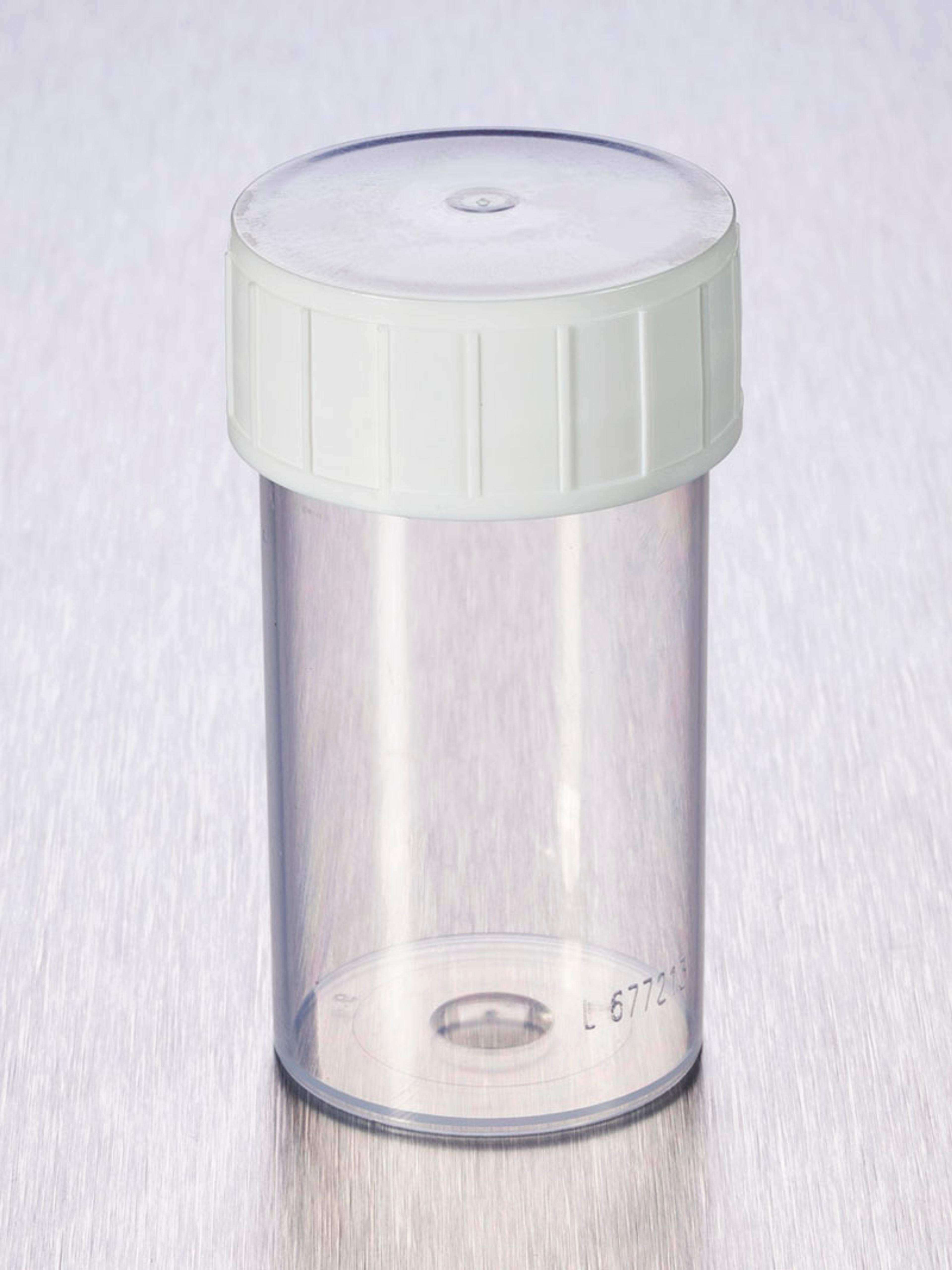 Corning® Gosselin™ Straight Container, 60 mL, PP, White Screw Cap, Assembled, 70/Bag, 700/Case - Corning Life Sciences