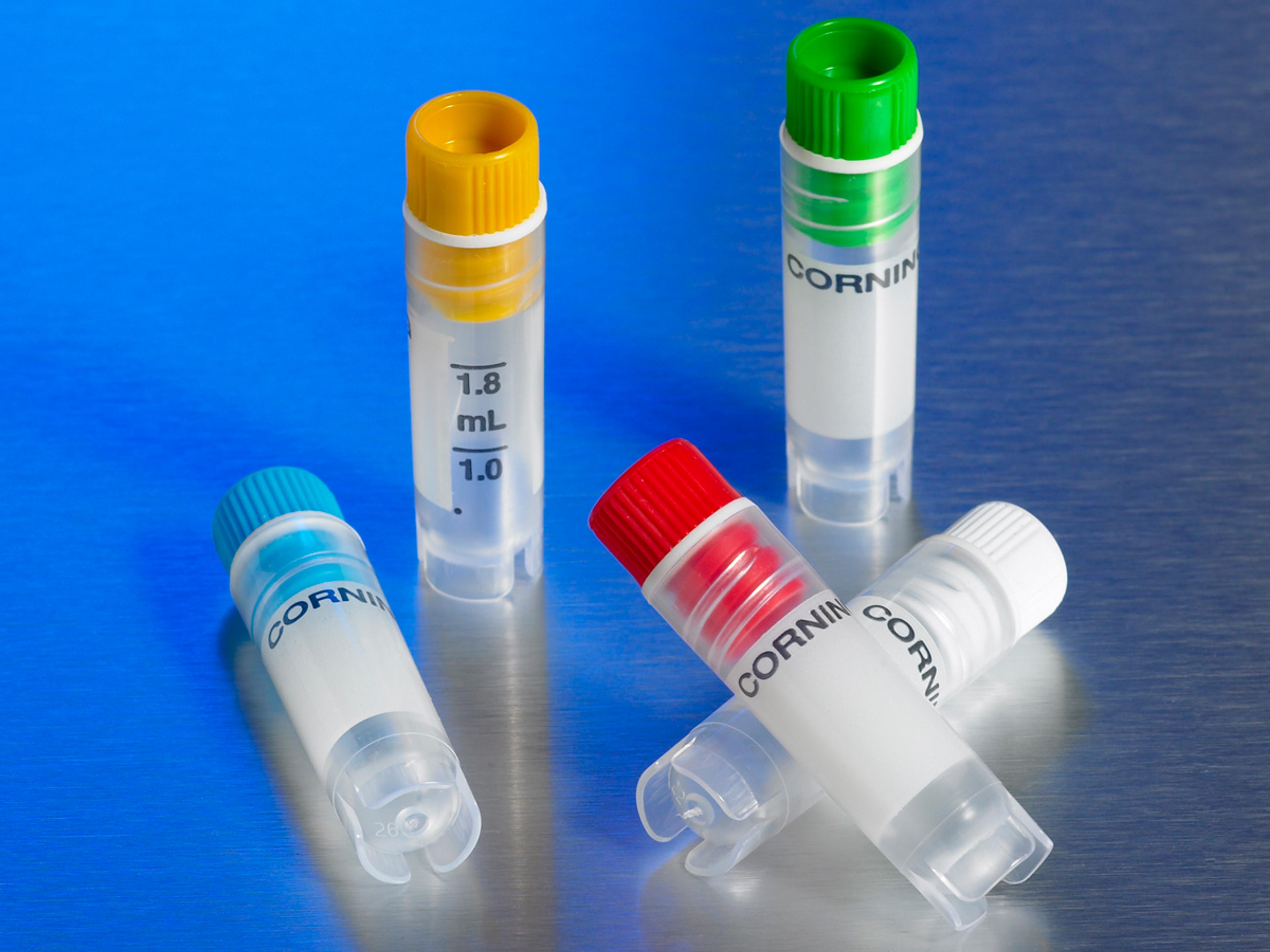 Corning® 2 mL Assorted Colors Internal Threaded Polypropylene Cryogenic Vial, Self-Standing with Round Bottom - Corning Life Sciences - Life Sciences
