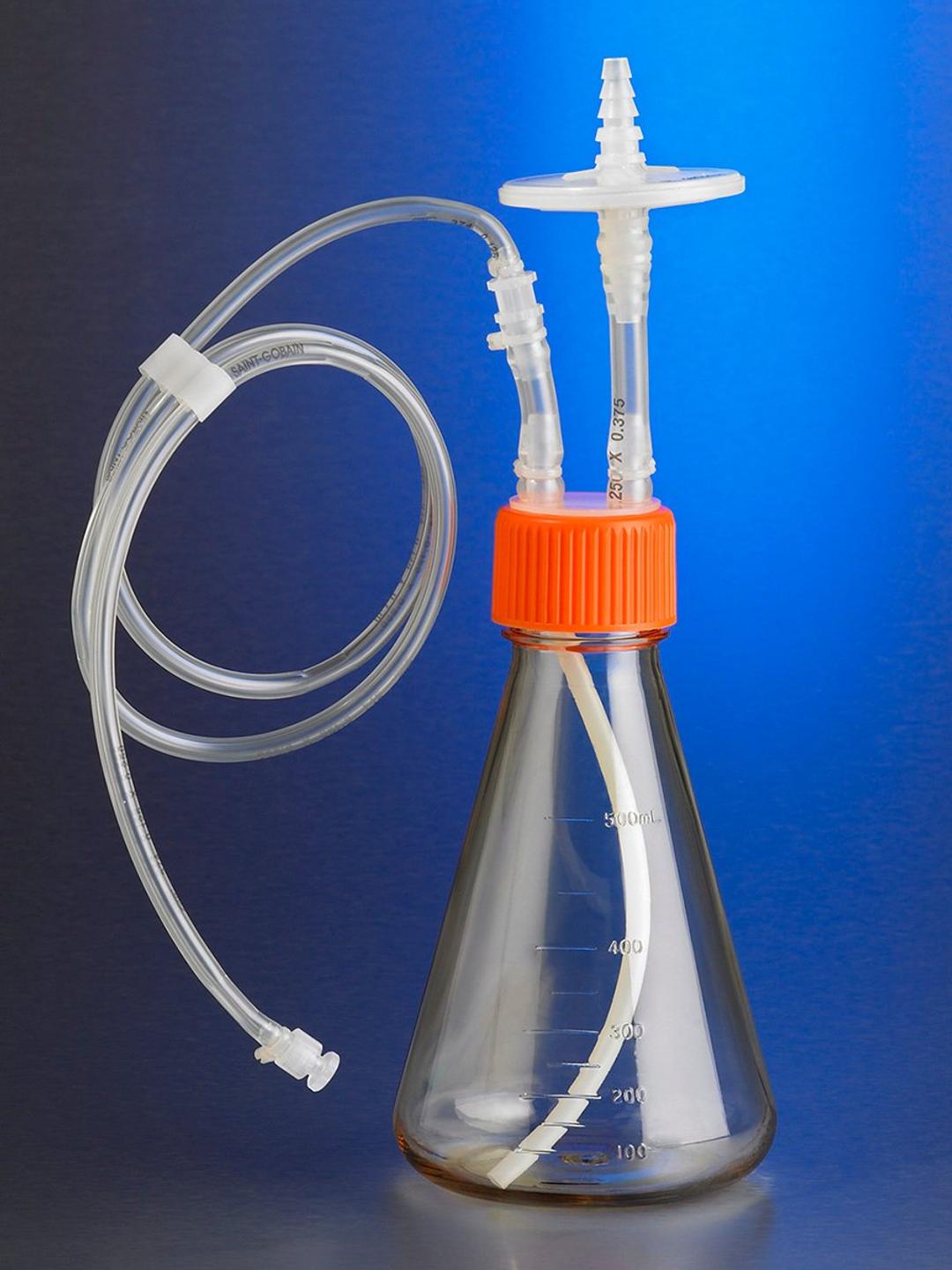 Corning® 500 mL Polycarbonate Erlenmeyer Flask with 1/8 Dip Tube, Male Luer Lock, Sterile, 1/bag, 2/case - Corning Life Sciences - Drug discovery > Target Discovery