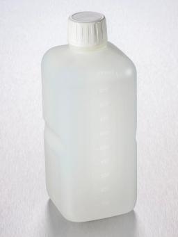 Corning® Gosselin™ Square HDPE Bottle, 1 L, Graduated, 28 mm White Tamper-evident Cap with Shaped Seal, Non-assembled, 77/Case - Corning Life Sciences