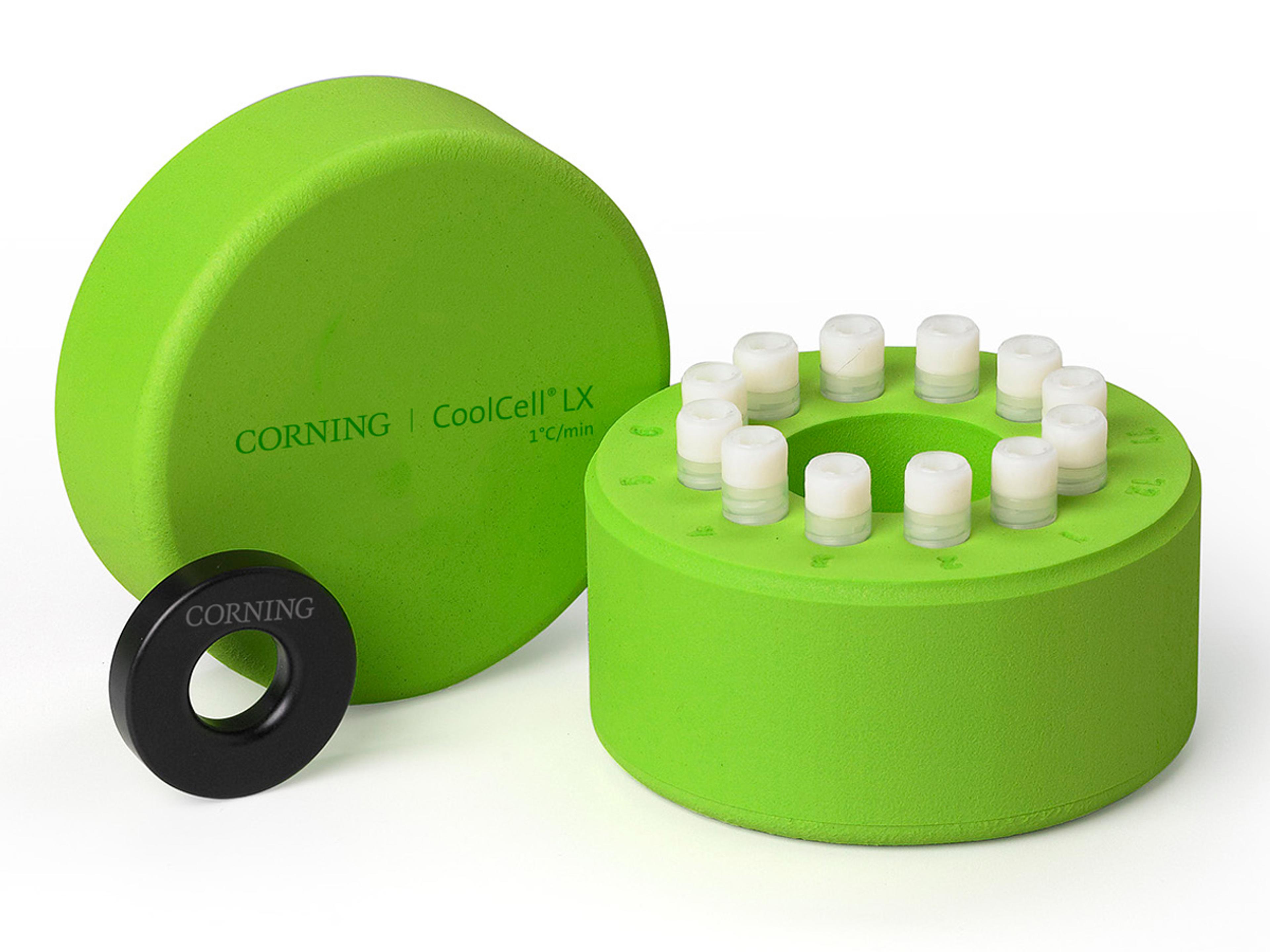 Corning® CoolCell® LX, Cell Freezing Container, for 12 x 1 mL or 2 mL Cryogenic Vials, Green - Corning Life Sciences - General Lab
