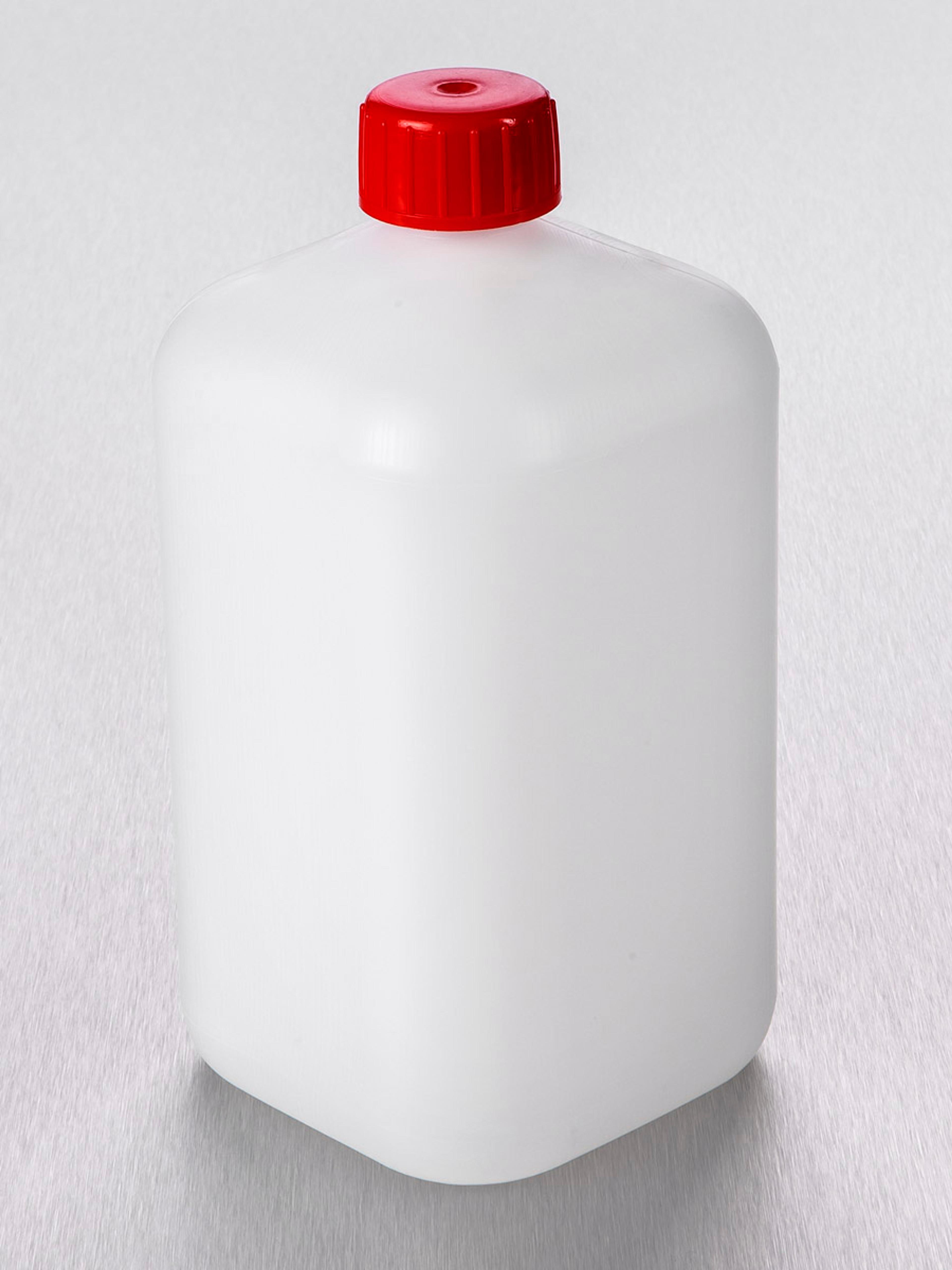 Corning® Gosselin™ Square HDPE Bottle, 2 L, 26 mm Red Cap, Assembled, 45/Case - Corning Life Sciences