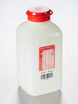 Corning® Gosselin™ Water Sampling Square HDPE Bottle, 500 mL, Graduated, 20 mg/L Sodium Thiosulfate, 29 mm Red Tamper-evident Hinged Plug, Sterile, 1/Bag, 100/Case - Corning Life Sciences