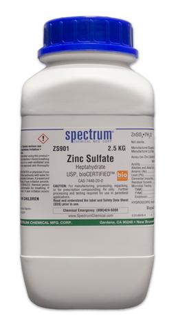 Zinc Sulfate, Heptahydrate, USP, bioCERTIFIED - Spectrum Chemical - General Lab