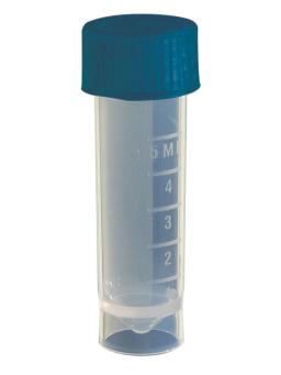 Axygen® 5 mL Self Standing Screw Cap Transport Tube with Blue Cap, Clear, Nonsterile, 1000 Tubes and Caps/Case - Corning Life Sciences - Lab Automation