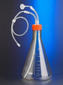 Corning® 2L Polycarbonate Erlenmeyer Flask with 1/8 Dip Tube, 0.2 µm Vent, Male Luer Lock, Sterile, 1/bag, 2/case - Corning Life Sciences - Drug discovery > Target Discovery