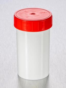 Corning® Gosselin™ Straight Container, 180 mL, PP with White Spatula, Red Screw Cap, Assembled, Sterile, 264/Case - Corning Life Sciences