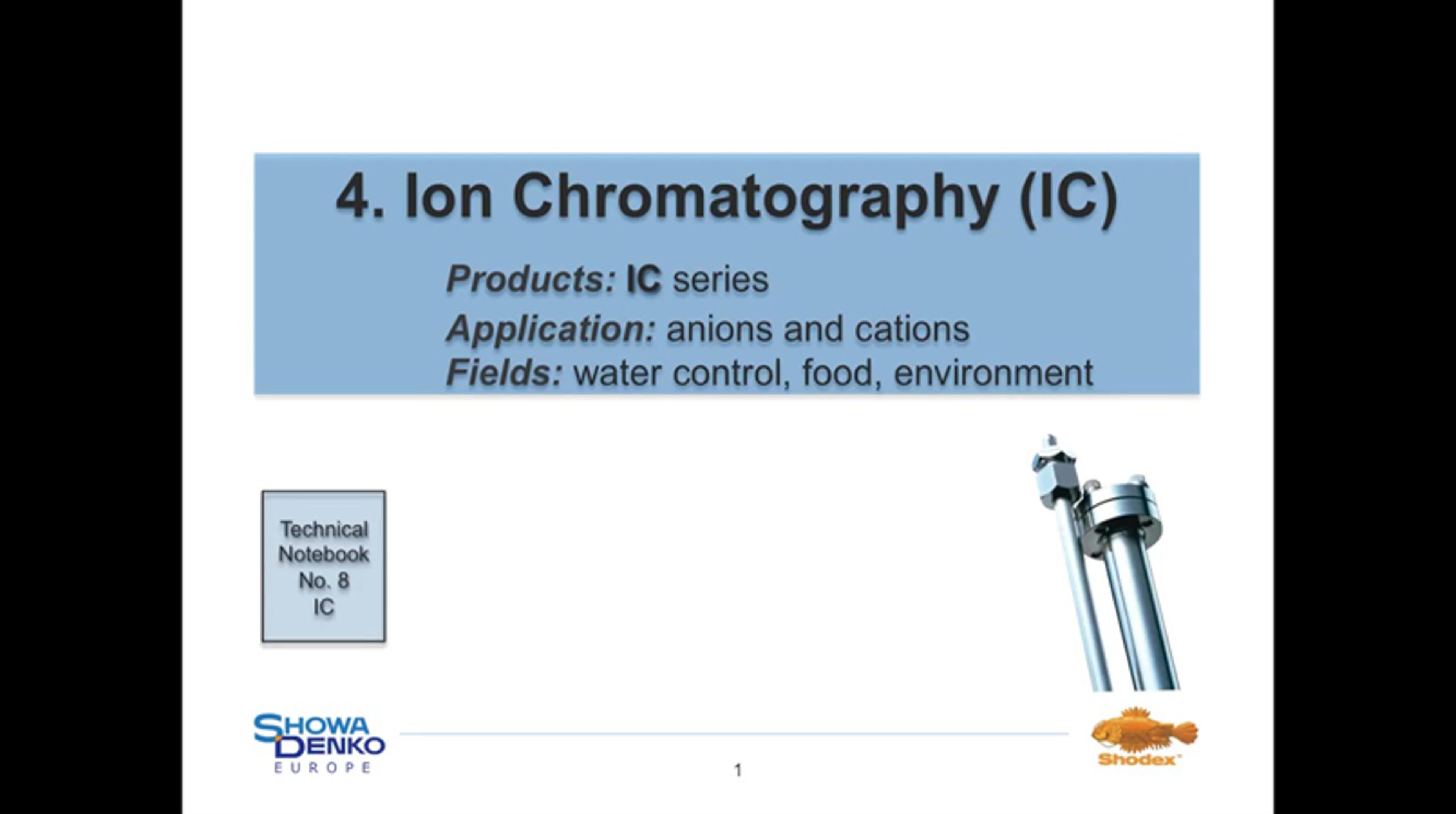 Ion Chromatography Tutorial Using Shodex Polymeric HPLC Columns Ion Chromatography Tutorial Using Shodex Polymeric HPLC Columns