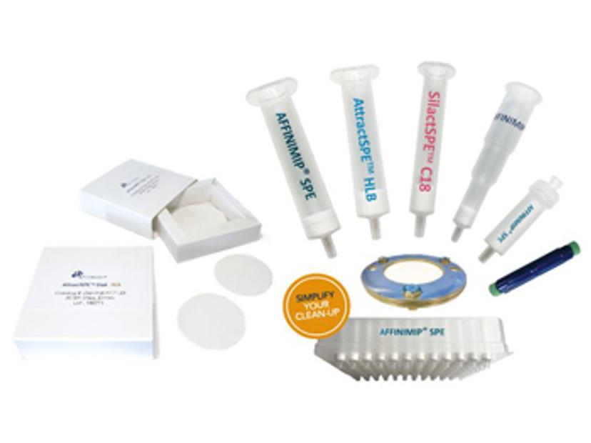 Affinisep product line on white background, including AttractSPE disks.