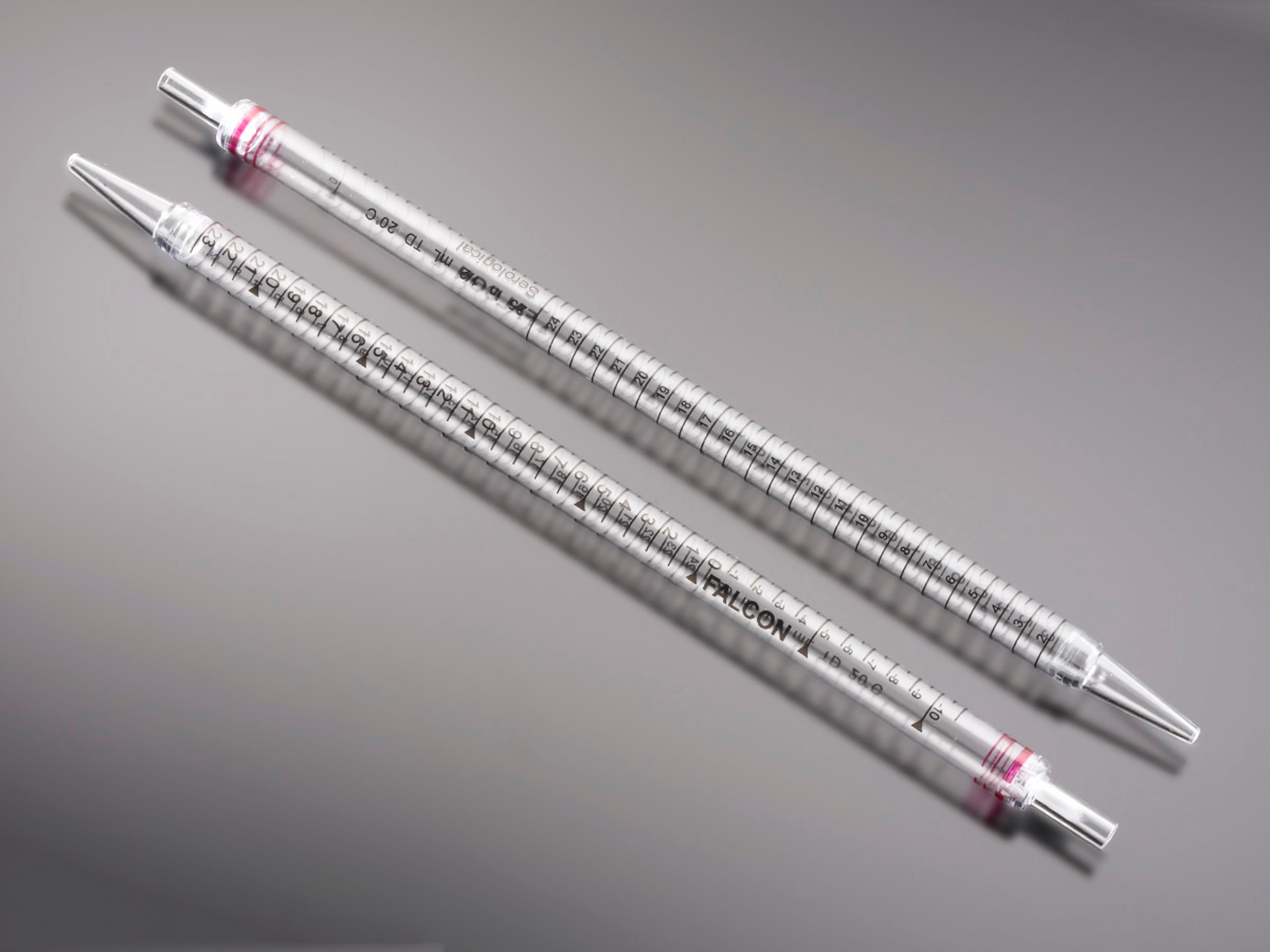 Falcon® 25 mL Serological Pipet, Polystyrene, Extended, 0.5 Increments, Individually Wrapped, Sterile, 50/Bag, 200/Case - Corning Life Sciences - General Lab