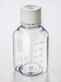 Corning® Gosselin™ Octagonal PET Bottle, 250 mL, Graduated, 31 mm Tamper-evident Cap, Non-assembled, 24/Pack, 144/Case - Corning Life Sciences