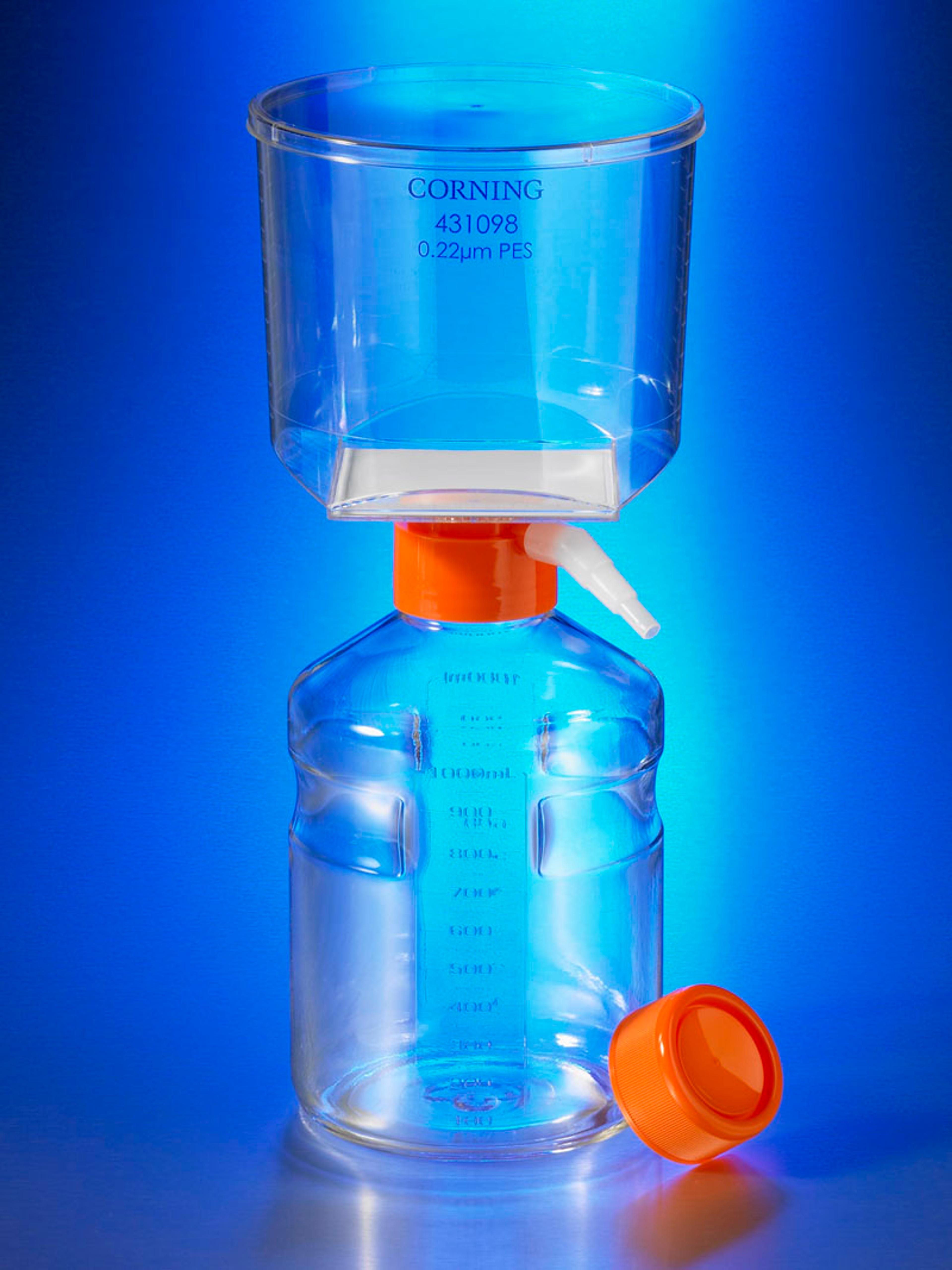 Corning® 1000 mL Vacuum Filter/Storage Bottle System, 0.45 µm Pore 54.5cm² CA Membrane, Sterile, 12/Case - Corning Life Sciences