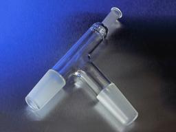 PYREX® 75° Angle Tube Adapter with Two-Way 24/40 Standard Taper Joints and Standard Taper 10/30 Outer Joint Thermometer Opening - Corning Life Sciences