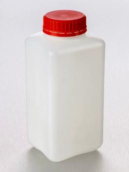 Corning® Gosselin™ Square HDPE Bottle, 2 L, Graduated, 58 mm Red Tamper-evident Cap with Wad, Non-assembled, 50/Case - Corning Life Sciences