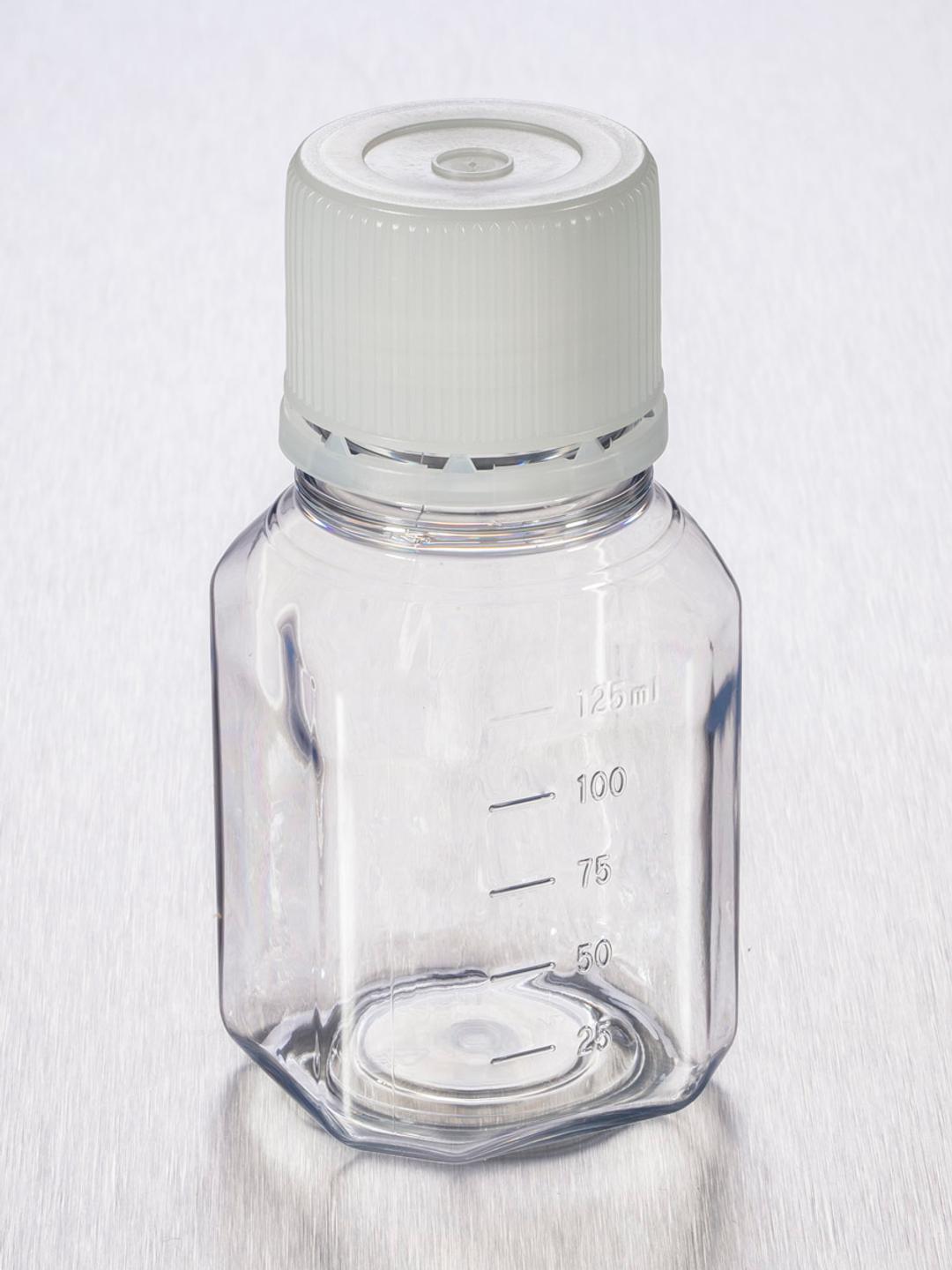 Corning® 125 mL Octagonal PET Storage Bottles with 31.7 mm Screw Caps, Sterile - Corning Life Sciences