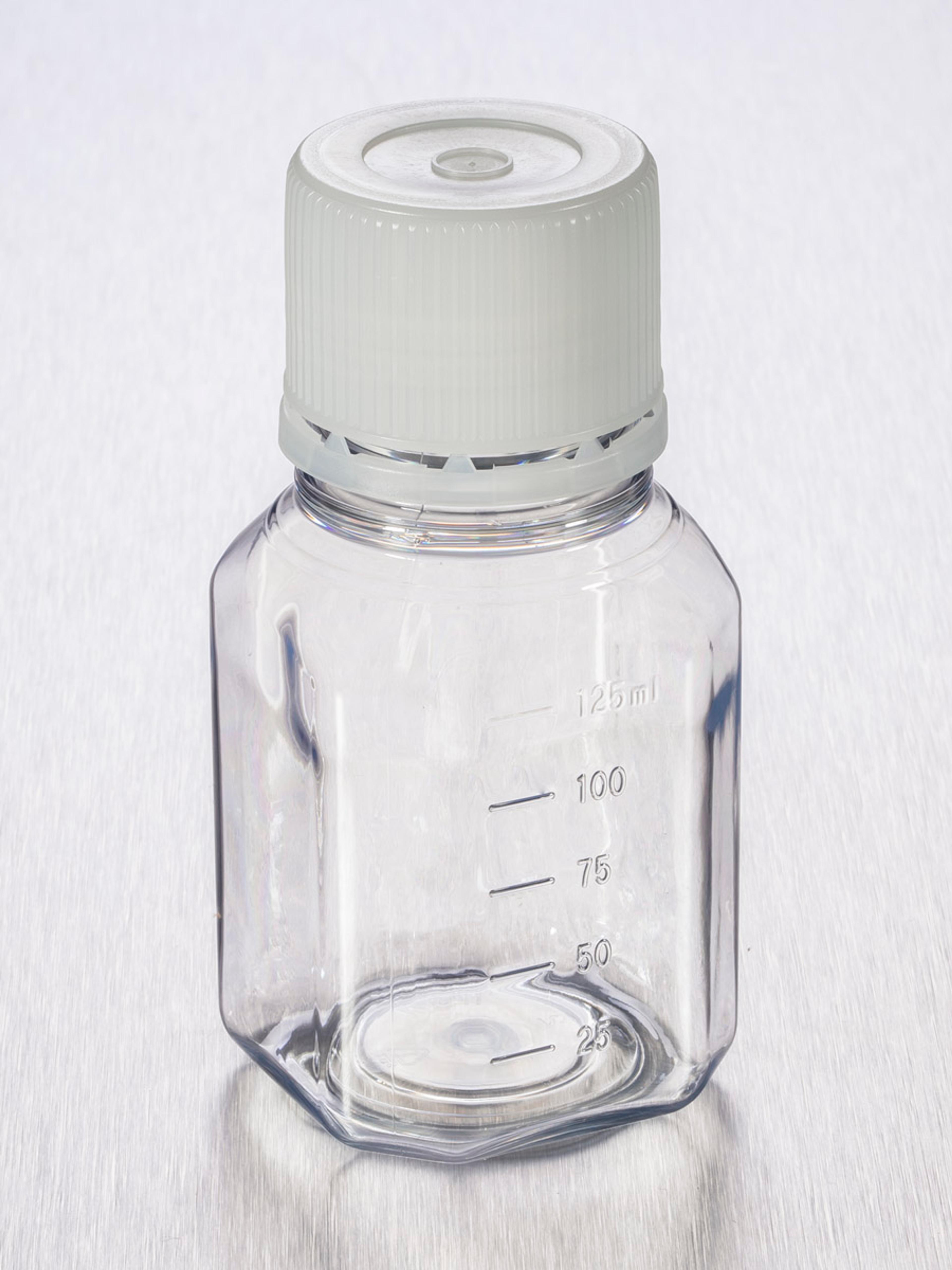 Corning® 125 mL Octagonal PET Storage Bottles with 31.7 mm Screw Caps, Sterile - Corning Life Sciences
