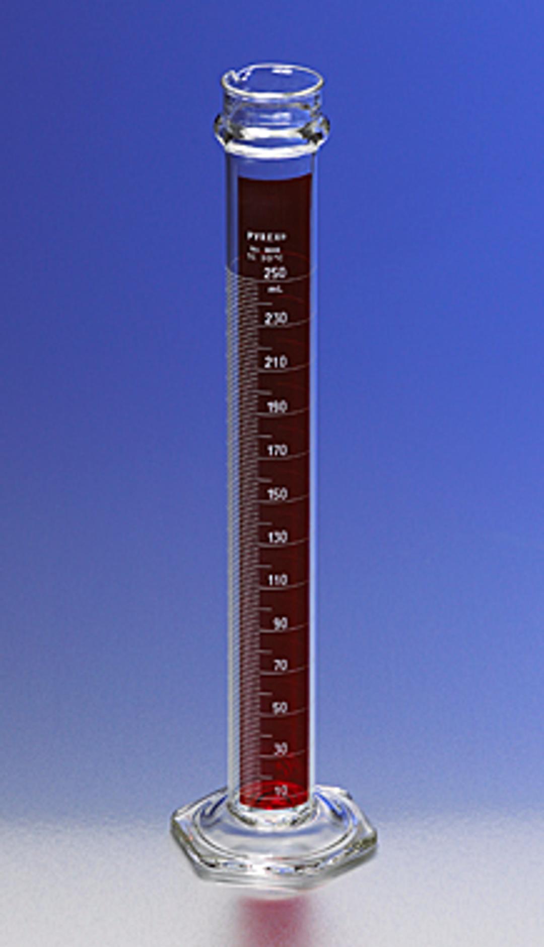 PYREX® 25 mL Single Metric Scale Cylinders, Reinforced Glass Bead, Lifetime Red™, TC - Corning Life Sciences - General Lab