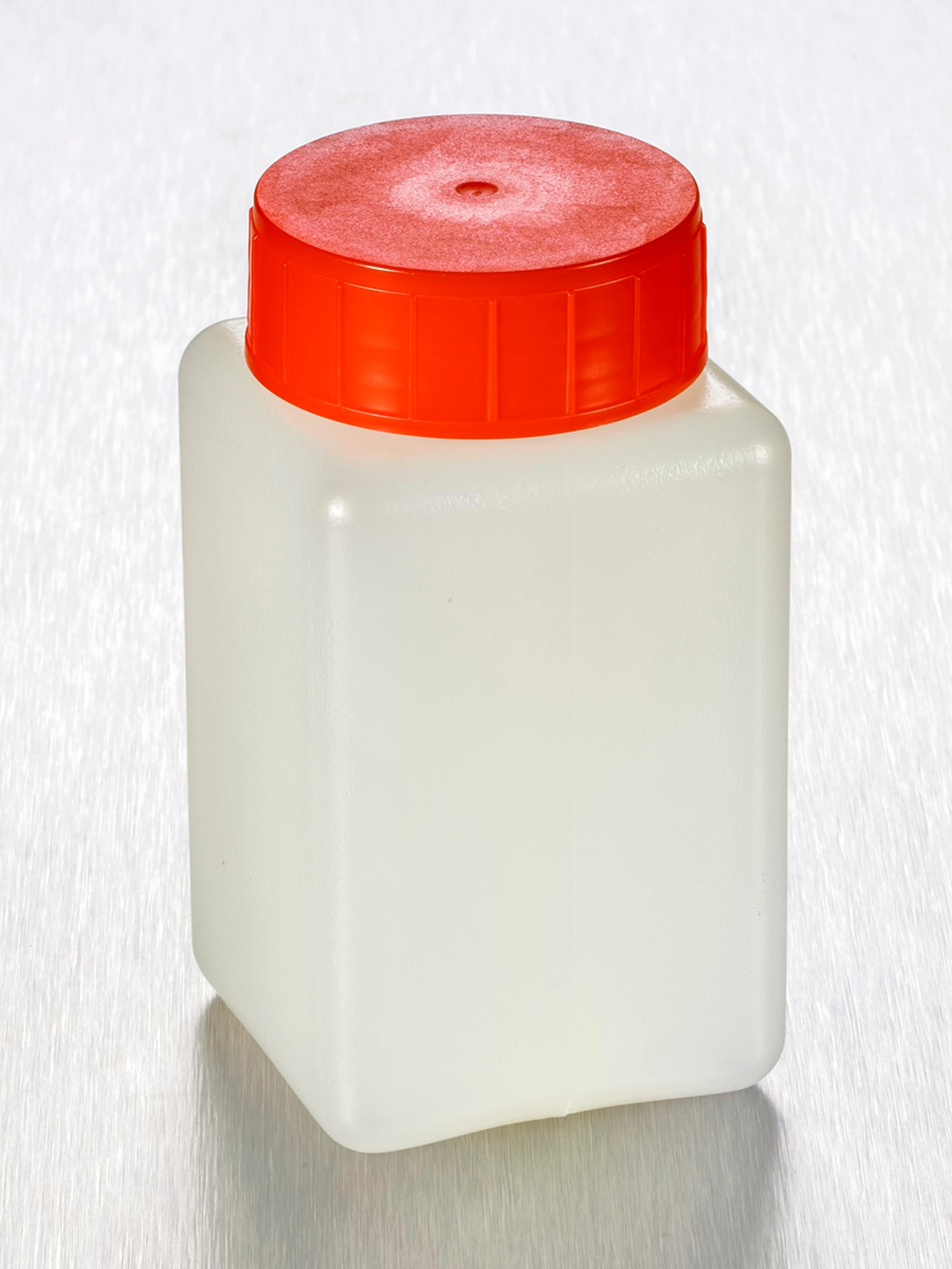 Corning® Gosselin™ Square HDPE Bottle, 150 mL, 37 mm Red Cap, Assembled, 300/Case - Corning Life Sciences