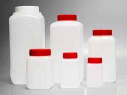 Corning® Gosselin™ Square HDPE Bottle, 150 mL, 37 mm Red Cap with Wad, Assembled, Sterile, 300/Case - Corning Life Sciences - General Lab