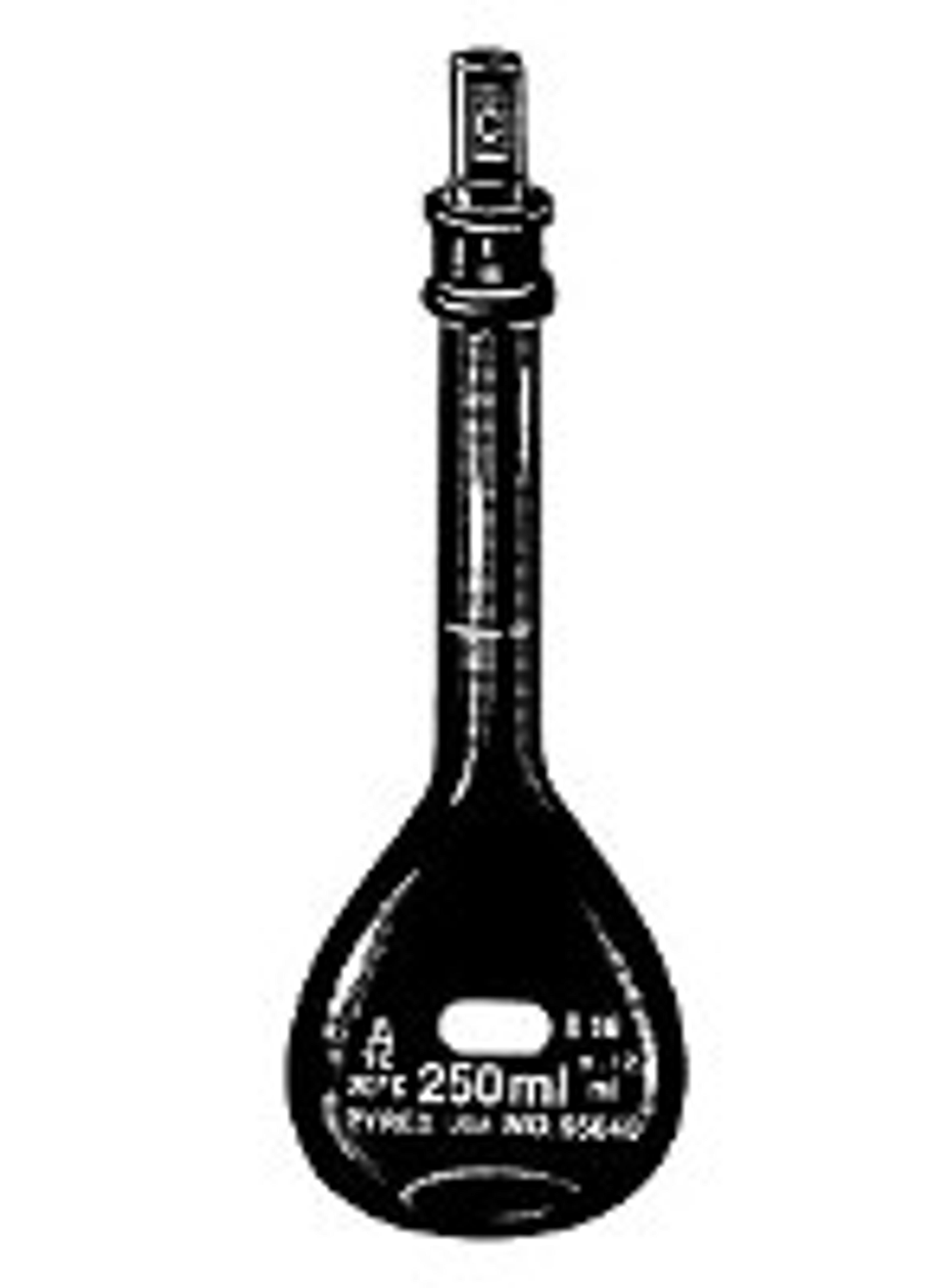 PYREX® 50 mL EZ Access™ Low Actinic Wide Mouth Volumetric Flask, Class A, Heavy Duty, with Glass Standard Taper Stopper - Corning Life Sciences - General Lab