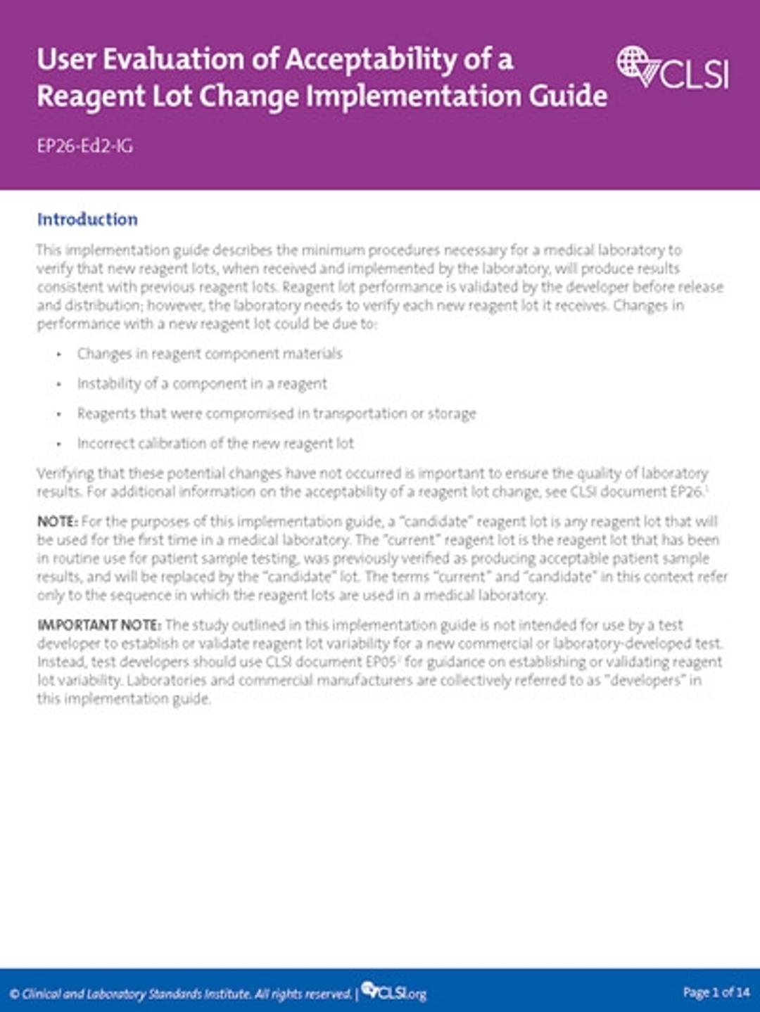 EP26IG - Clinical and Laboratory Standards Institute - Clinical Diagnostics