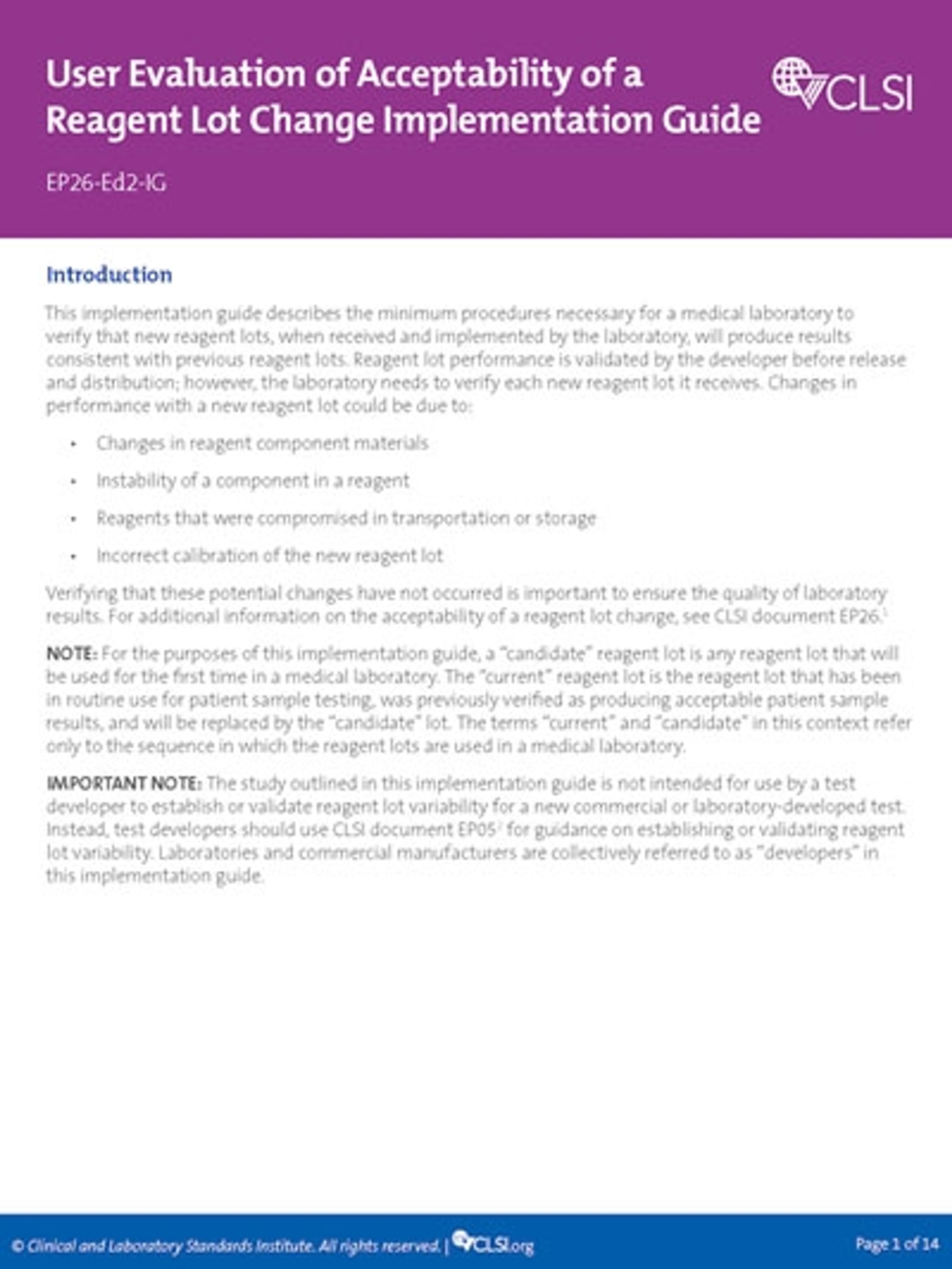 EP26IG - Clinical and Laboratory Standards Institute - Clinical Diagnostics