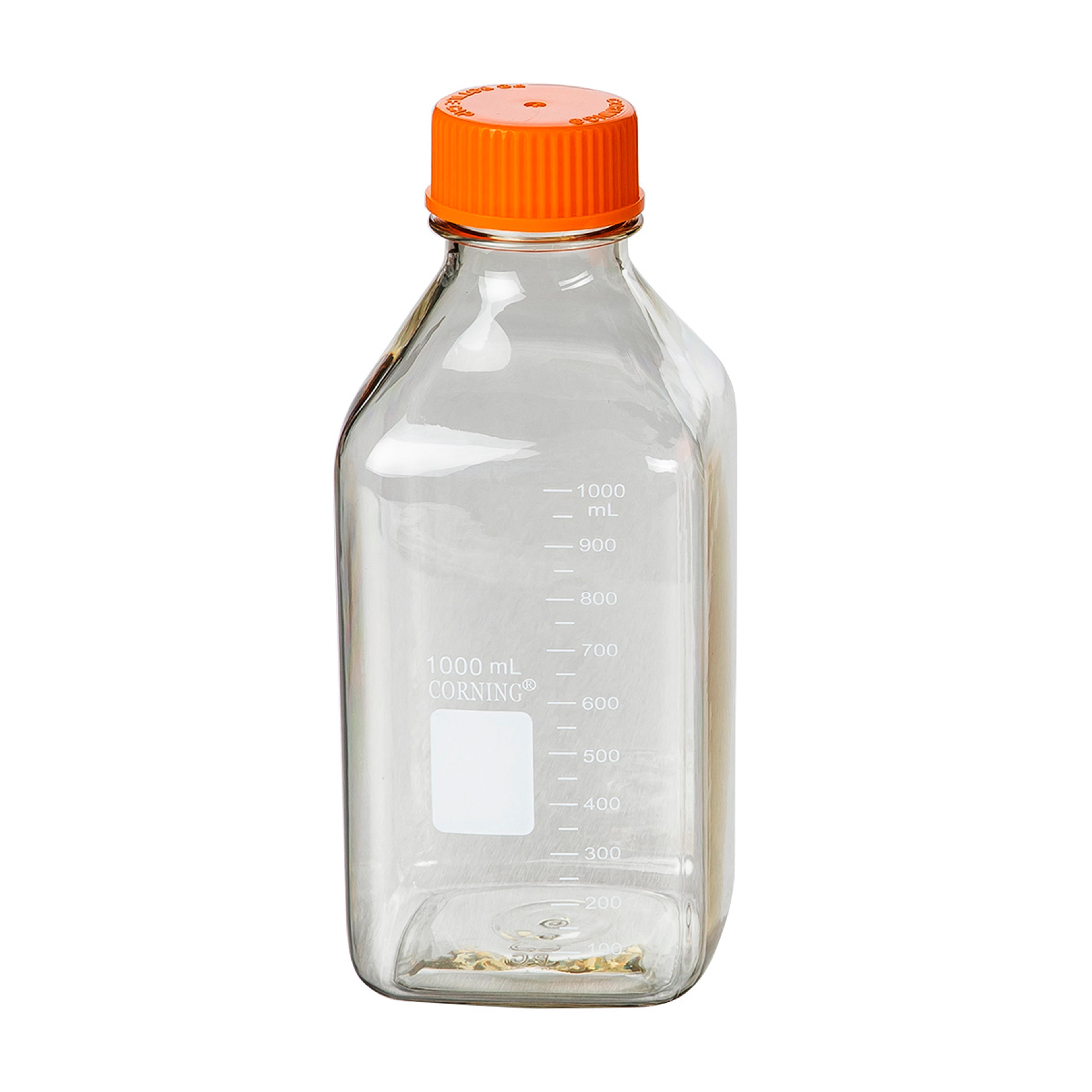Corning® PET Bottle, 1 L, Graduated, 31 mm Screw Cap validated against IATA, Sterile, Triple-bagged, Pre-assembled, 12/Tray, 24/Case - Corning Life Sciences