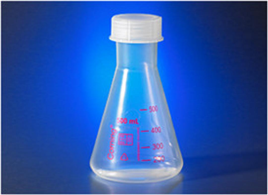 Corning® 500 mL Reusable Plastic Narrow Mouth Erlenmeyer Flask, Polymethylpentene with GL-52 PP Screw Cap - Corning Life Sciences - General Lab