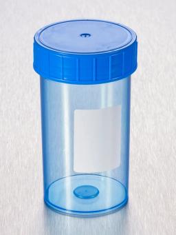 Corning® Gosselin™ Straight Container, 180 mL, Blue PP with White Label, Blue Screw Cap, Assembled, Sterile, 264/Case - Corning Life Sciences