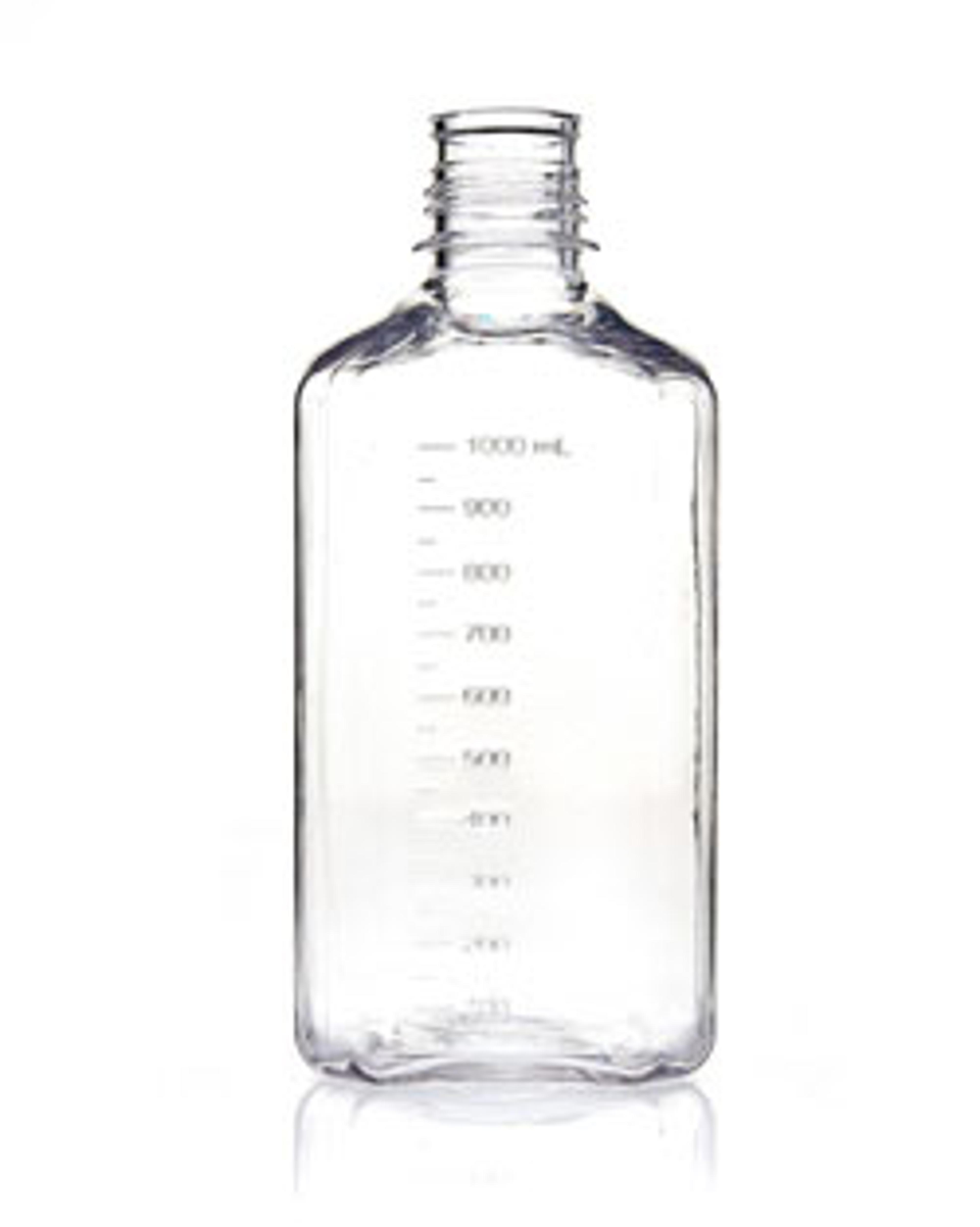 EZBio® 1 Liter (1,000 mL) Polyethylene Terephthalate Glycol (PETG) Media Bottles, Non-Sterile, Square Storage Bottles with 38-430 mm Neck, Without Caps, 12/PK - Foxx Life Sciences - Life Sciences