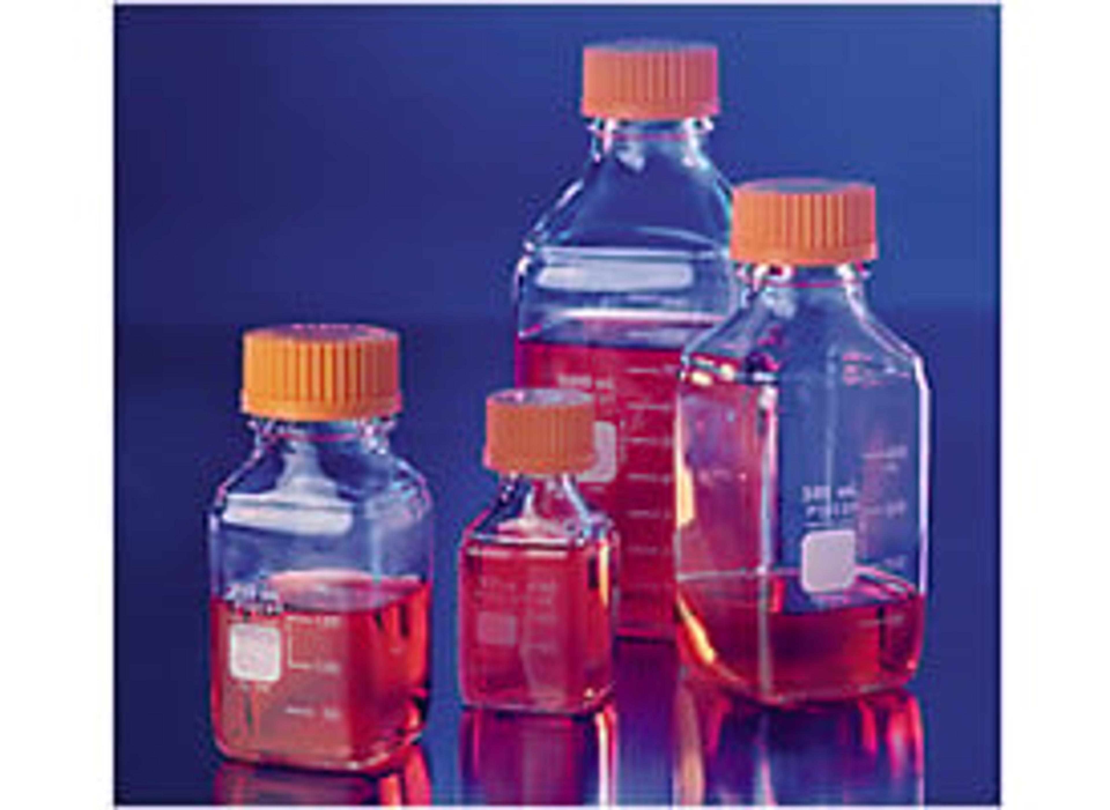 PYREX® 100 mL Square Glass Media Storage Bottles, with GL32 Screw Cap - Corning Life Sciences - General Lab