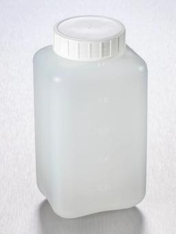 Corning® Gosselin™ Square HDPE Bottle, 1 L, Graduated, 58 mm White Cap with Seal, Assembled, Sterile, 90/Case - Corning Life Sciences