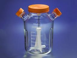 6L Corning® Reusable Glass Spinner Flask with 120 mm Flat Center Cap and 2 Angled Sidearms - Corning Life Sciences - General Lab