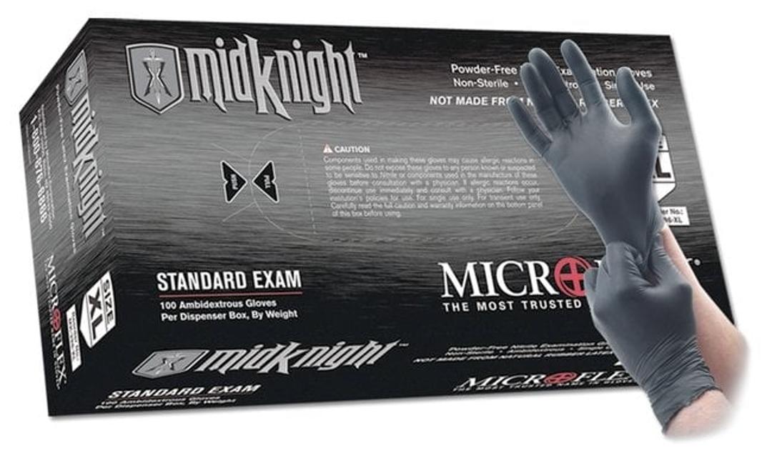 Microflex™ MidKnight™ Black Powder-Free Nitrile Examination Gloves - Fisher Scientific - General Lab