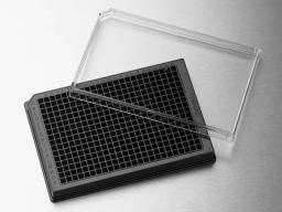 Corning® 384-well Low Flange Black Flat Bottom Polystyrene TC-treated Microplates, 10 per Bag, with Lid, Sterile - Corning Life Sciences - Life Sciences