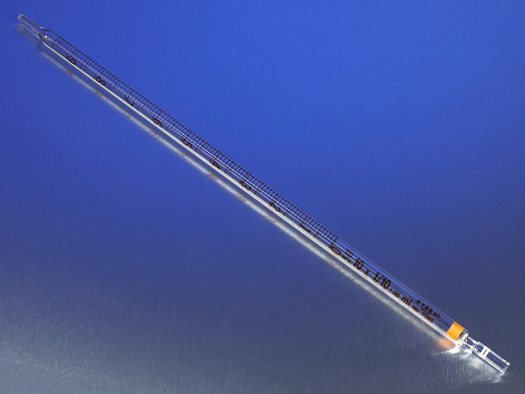 PYREX® 5 mL Reusable Serological Pipets, for Cotton Plugging, TD, Color-Coded, Colored Markings - Corning Life Sciences - General Lab