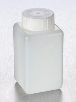 Corning® Gosselin™ Square HDPE Bottle, 250 mL, Graduated, 37 mm White Cap, Assembled, 210/Case - Corning Life Sciences