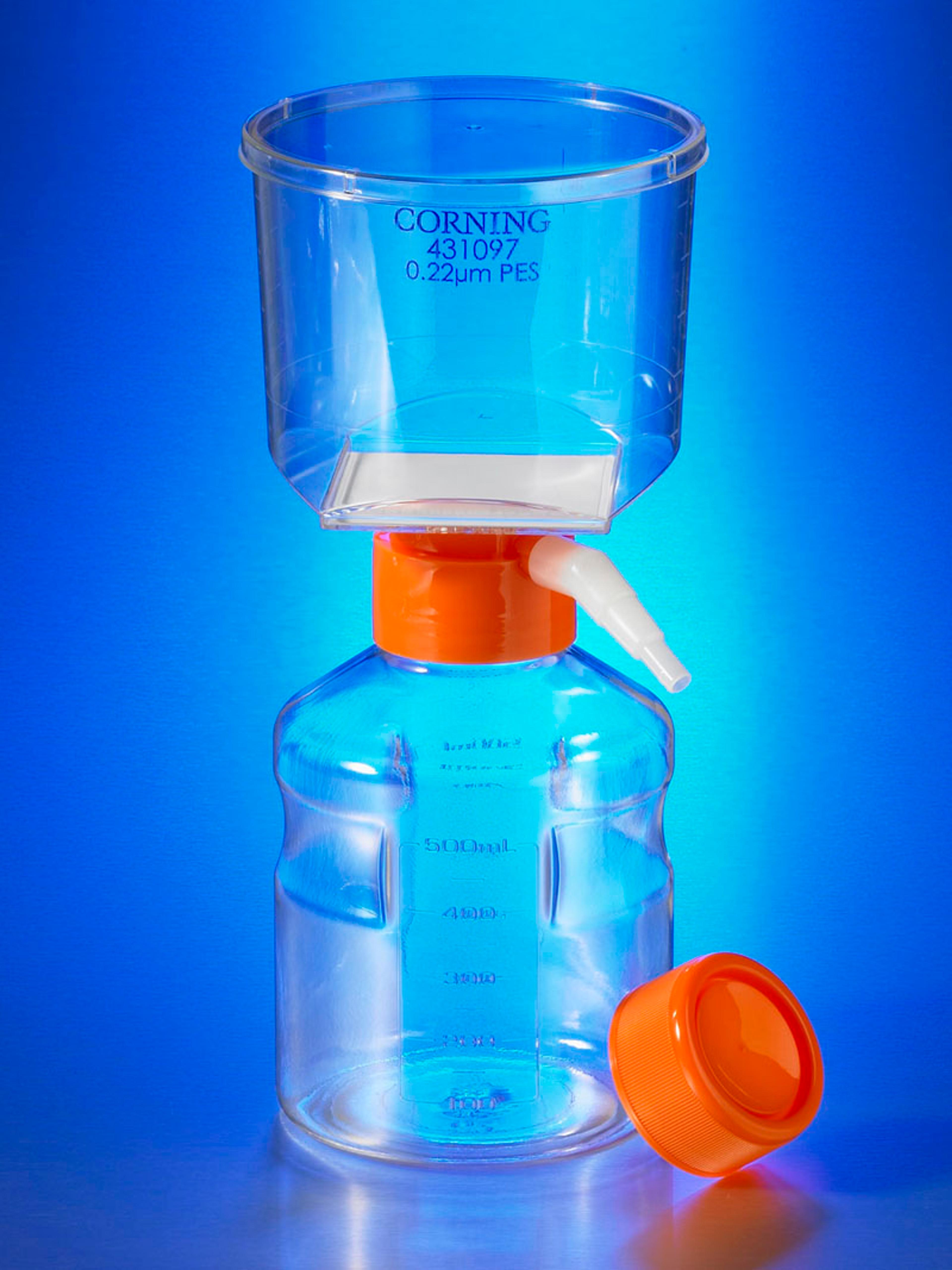 Corning® 500 mL Vacuum Filter/Storage Bottle System, 0.2 µm Pore 33.2cm² Nylon Membrane, Sterile, 12/Case - Corning Life Sciences