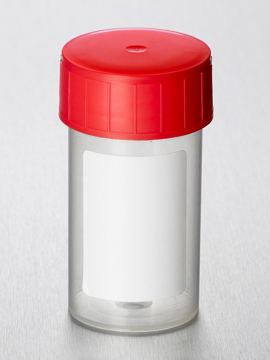 Corning® Gosselin™ Straight Container, 60 mL, PP with Label, Red Screw Cap, Assembled, Sterile, 70/Bag, 700/Case - Corning Life Sciences